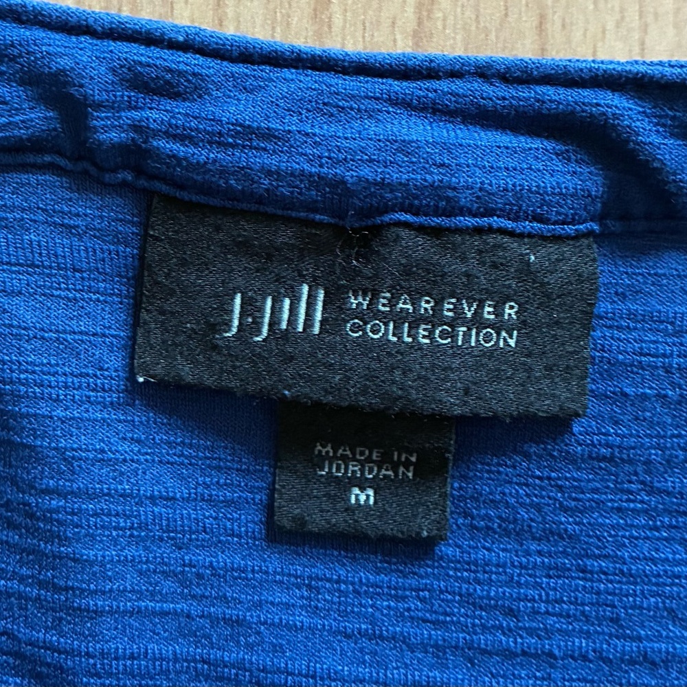 J Jill Wear Ever Collection Blue Short Sleeve Top Sz M Blouse Casual Office - Picture 3 of 8